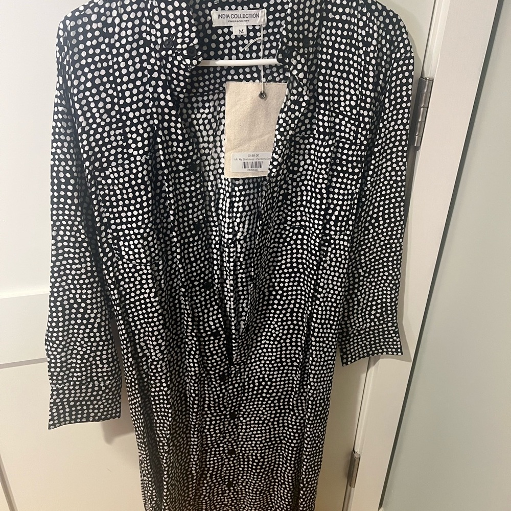 Emerson Fry India Collection Black and White Polka Dot Dress (NWT)